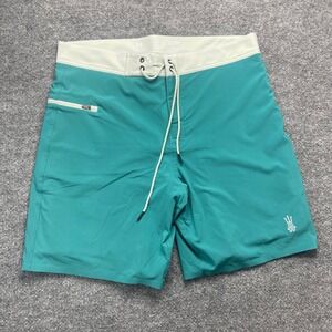 Driftline Original Drifties Board Shorts Mens 33 Teal Neoprene Lined Swim Trunks